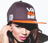 CA ALL DAY Brown Snapback hat (Orange/White)