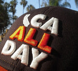 CA ALL DAY Brown Snapback hat (Orange/White)